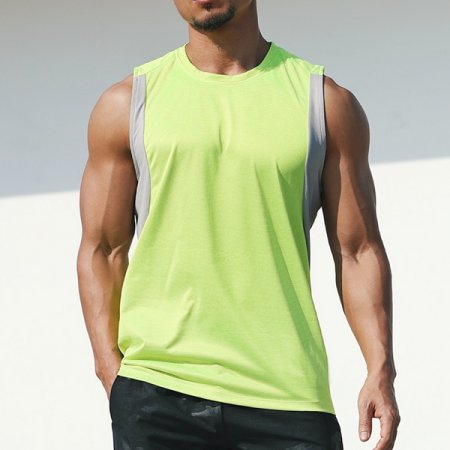 New Men's Cotton Tank-Top Bottoming Loose Casual Vest - Green