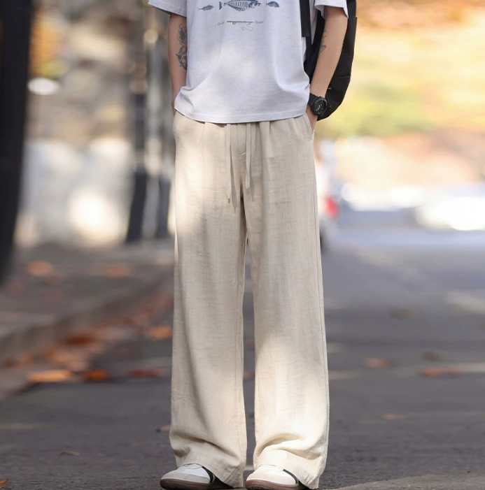 Men's Summer Lightweight Loose-Fit Straight-Leg Trousers